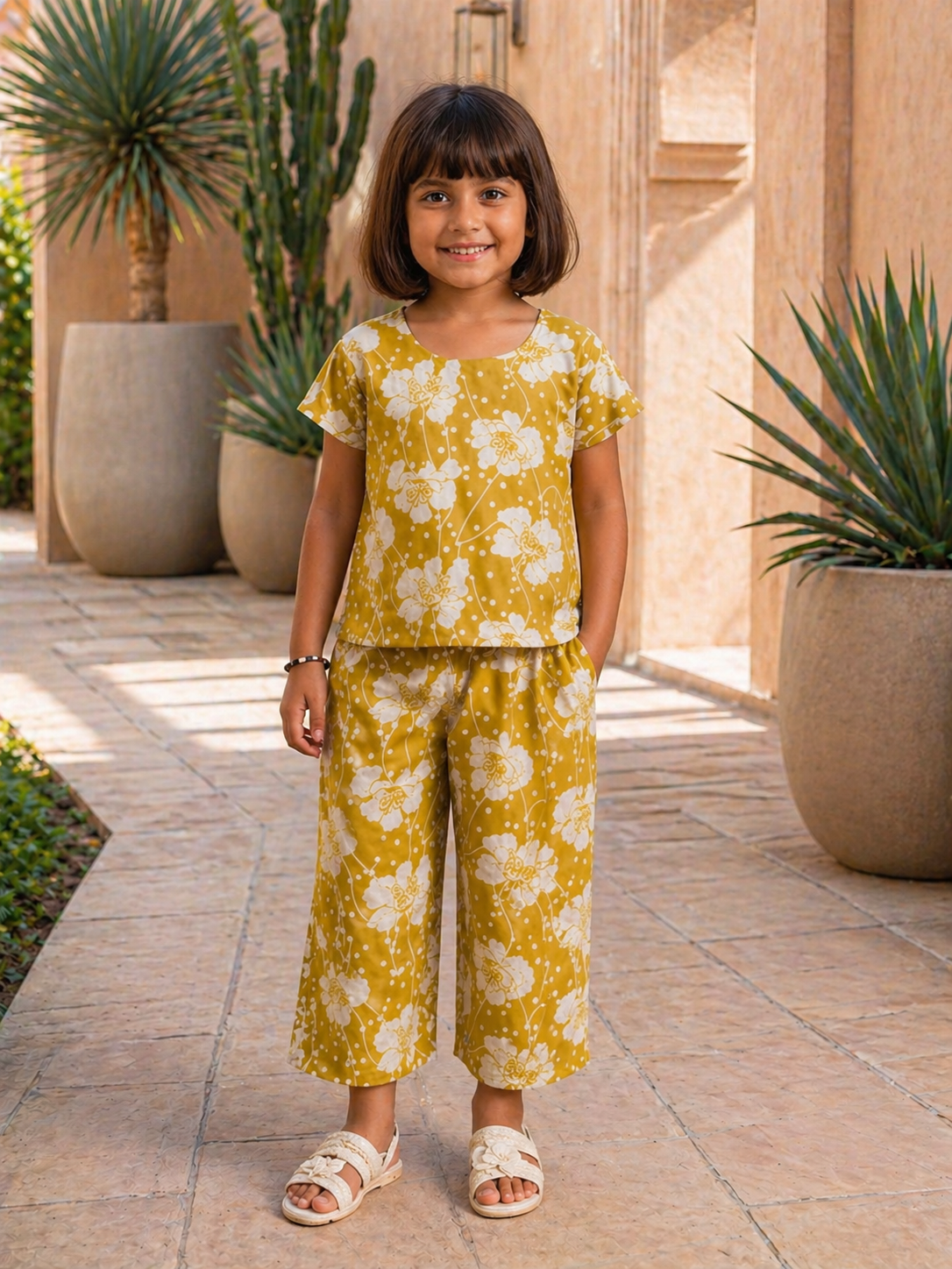 stitch by bhavya cute cotton sunshine co-ord set for girls