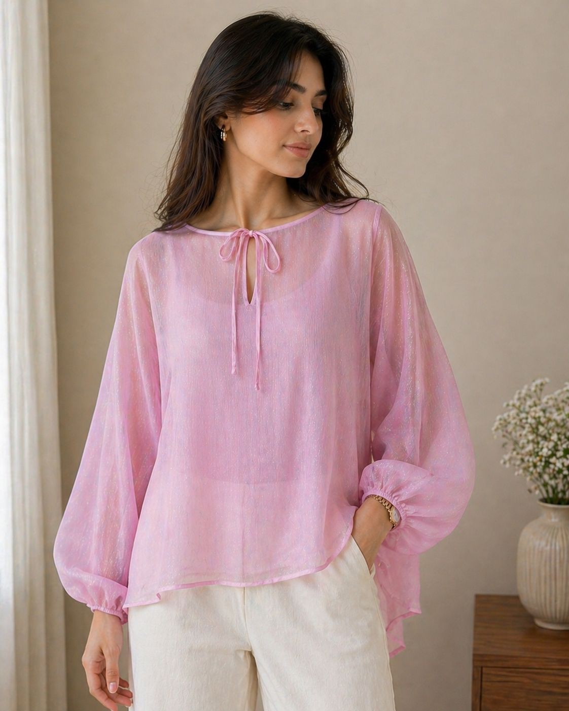 Blush Aura Drape Top – Rainbow 5-Piece Set