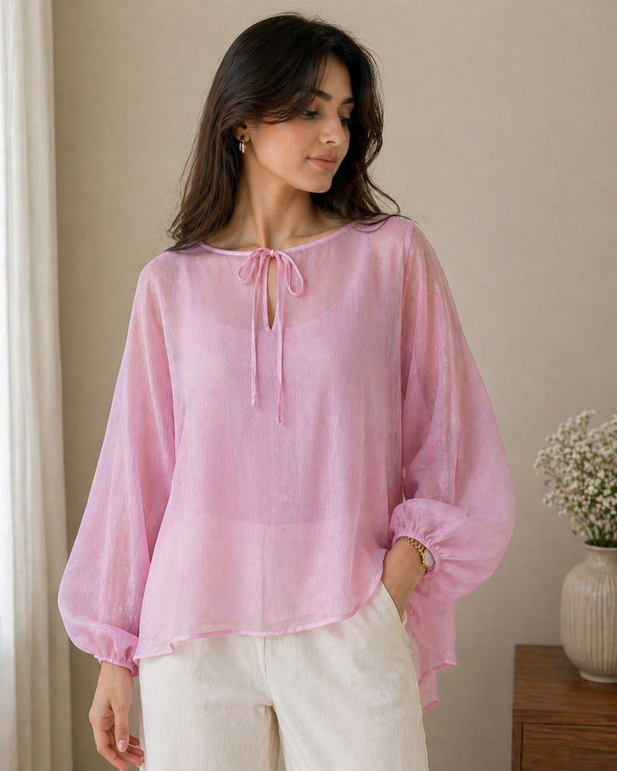 Blush Aura Drape Top – Rainbow 5-Piece Set