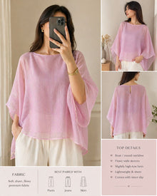 stich by bhavya blush aura drape top for women